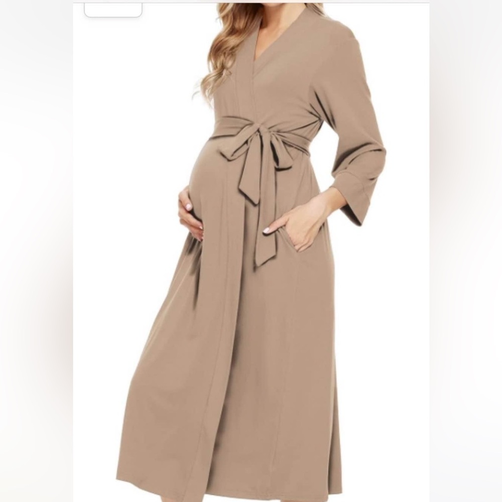 Tan Maternity nursing robe